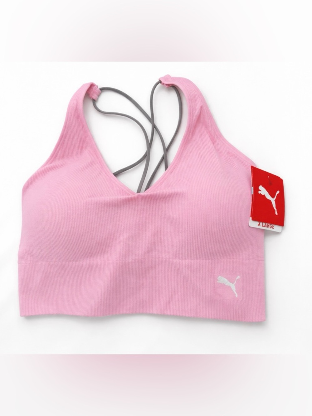 Puma Pink Ribbed Strappy Sports Bralette